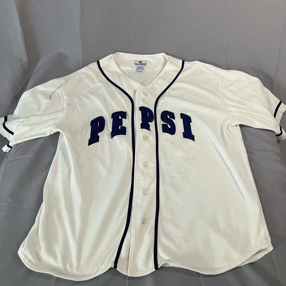 VTG‎ Pepsi Generation Next XXL Embroidered Baseball Jersey Shirt White 90s